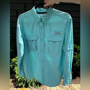 Columbia Men’s Blue Casual Button Down Shirt- Size Large